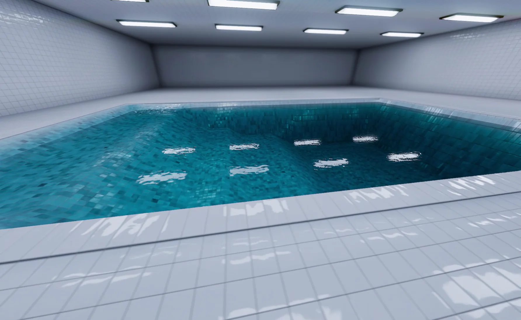 Light reflections scattered across the pool surface